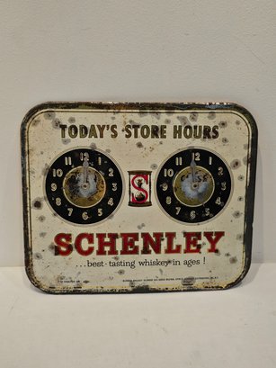 Schenley Whiskey Store Hours Sign