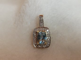 14k Gold With Aquamarine Pendant