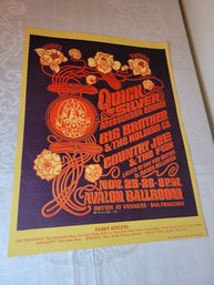 Quicksilver Messenger Svc Big Brother And The Holding Co Country Joe Nov 1966 Original Concert Poster