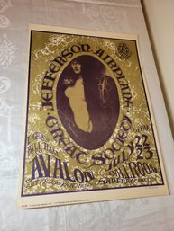 Jefferson Airplane At The Avalon Ballroom July 22 &23 1967 Original Concert Poster 2nd Print