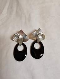 Vintage Pearce Sterling And Onyx Earrings