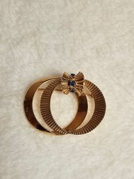 14k Gold With Sapphires Brooch