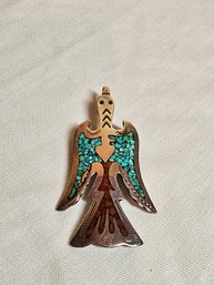 Native American Sterling And Turquoise Bird Pin