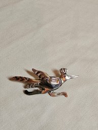 Native American Sterling And Abalone Roadrunner Pin