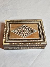 Mother Of Pearl Inlaid Wooden Jewelry Box