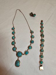 Antique Copper And Turquoise Combo Set