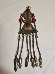 Antique 19th Century Persian Nomads Pendant With Agates