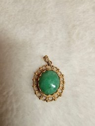 14k Gold With Jade Pendant