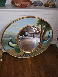 Painted Wood Peacock Mirror