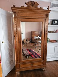 Antique Armoire Carved Lions Heads