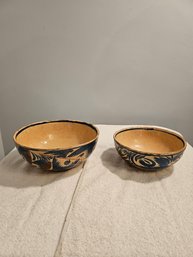 Mexican Redware Nesting Bowl Pair