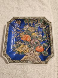 Japanese Painted Floral Square Plate