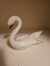 Swedish Art Glass Swan Signed M Ronneby