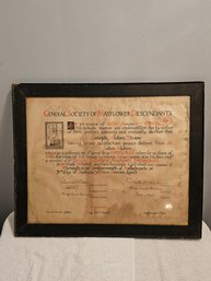 Mayflower Descendants Award To John Alden Shaw From 1903