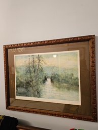 Signed Numbered Lithograph Outdoor River Scene