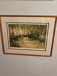 Signed Lithograph By Bernard Gantner Dark Trees