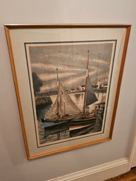 Sailboat Lithograph Signed Salinas