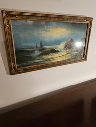 William Henry Chandler Pastel On Board Sailboats Coming In