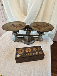 Antique Scale And Weights Lot