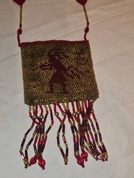 Red Glass Beaded Medicine Pouch