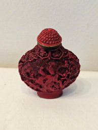 Vintage Red Cinnabar Snuff Bottle