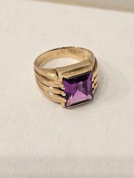 10k Gold Men's Ring With Purple Sapphire