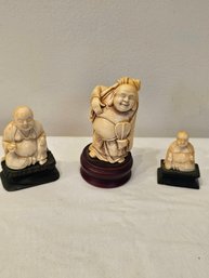 3 Resin Buddha Figurines