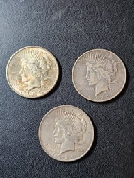 3 Peace Silver Dollars Lot