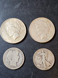 2 Silver Dollars And 2 Half Lot