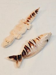 Stone Carved Fish And Alligator