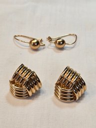 2 Pairs 14k Gold Earrings