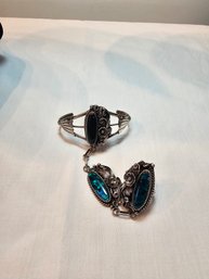 Antique Sterling Bracelet And Ring Combo