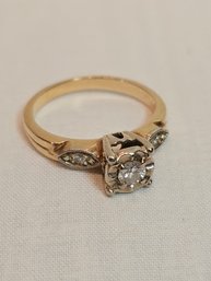 14k Gold Ring With Small Diamonds