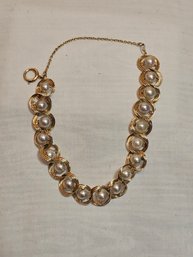 14k Gold With Genuine Pearls Bracelet
