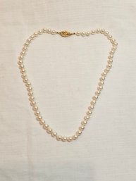 Genuine Pearl Necklace With 18k Gold Clasp