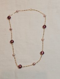 14k Gold Chain With Pearls And Glass Beads