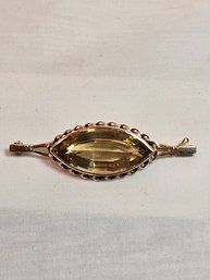 14k Gold With Citrine Brooch