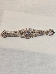 14k Gold Filigree Brooch With 1 Diamond