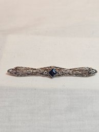 14k Gold Filigree Brooch With Diamonds And Sapphire