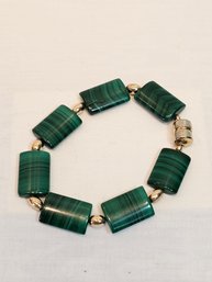 Malachite With 14k Gold Beads Bracelet