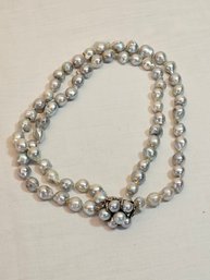 Sterling And Genuine Pearls Choker