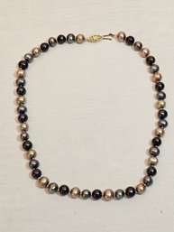 Genuine Black Pearls Necklace With 14k Gold Clasp