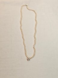 Genuine Pearl Necklace With 14k Gold And Diamonds Pendant