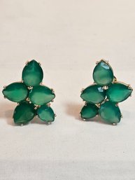 14k Gold With Emeralds Earrings