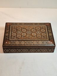 Marquetry Wood Box With Key
