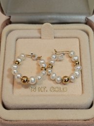 14k Gold And Pearl Eearrings