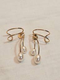 10k Gold With Pearl Ear Cuffs
