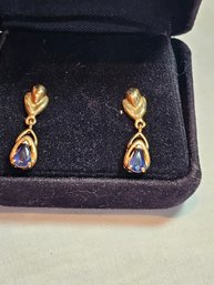 14k Gold With Sapphire Earrings