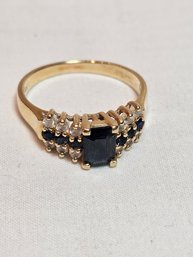 14k Gold With Diamonds And Sapphires Ring