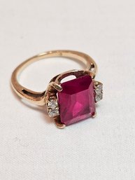 14k Gold With Large Ruby Ring